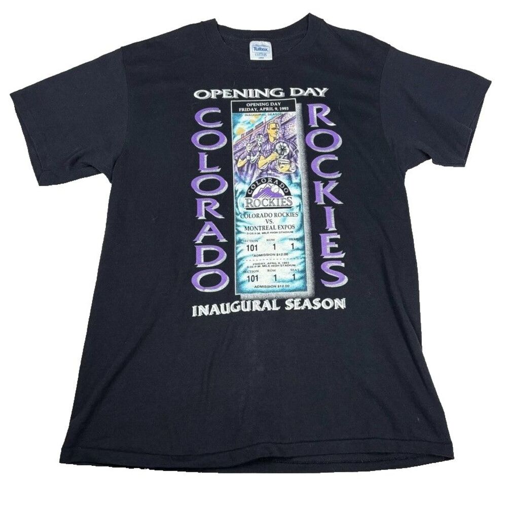 Vintage 1993 Colorado Rockies Opening Day TShirt L Tultex‎ MLB Baseball Expos